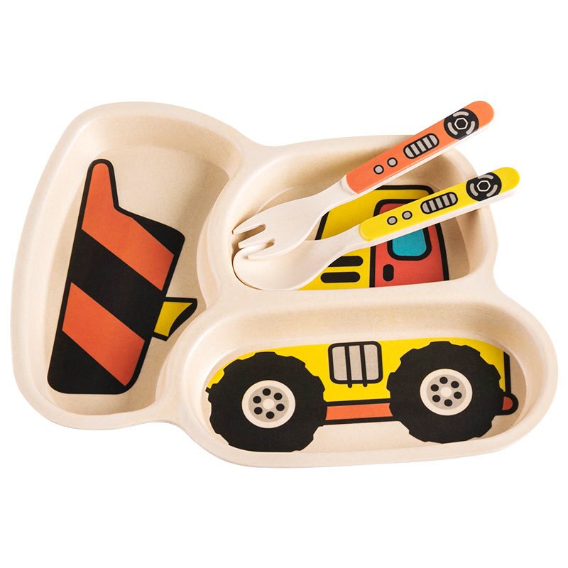 Childrens Plate Set Cartoon Car Design